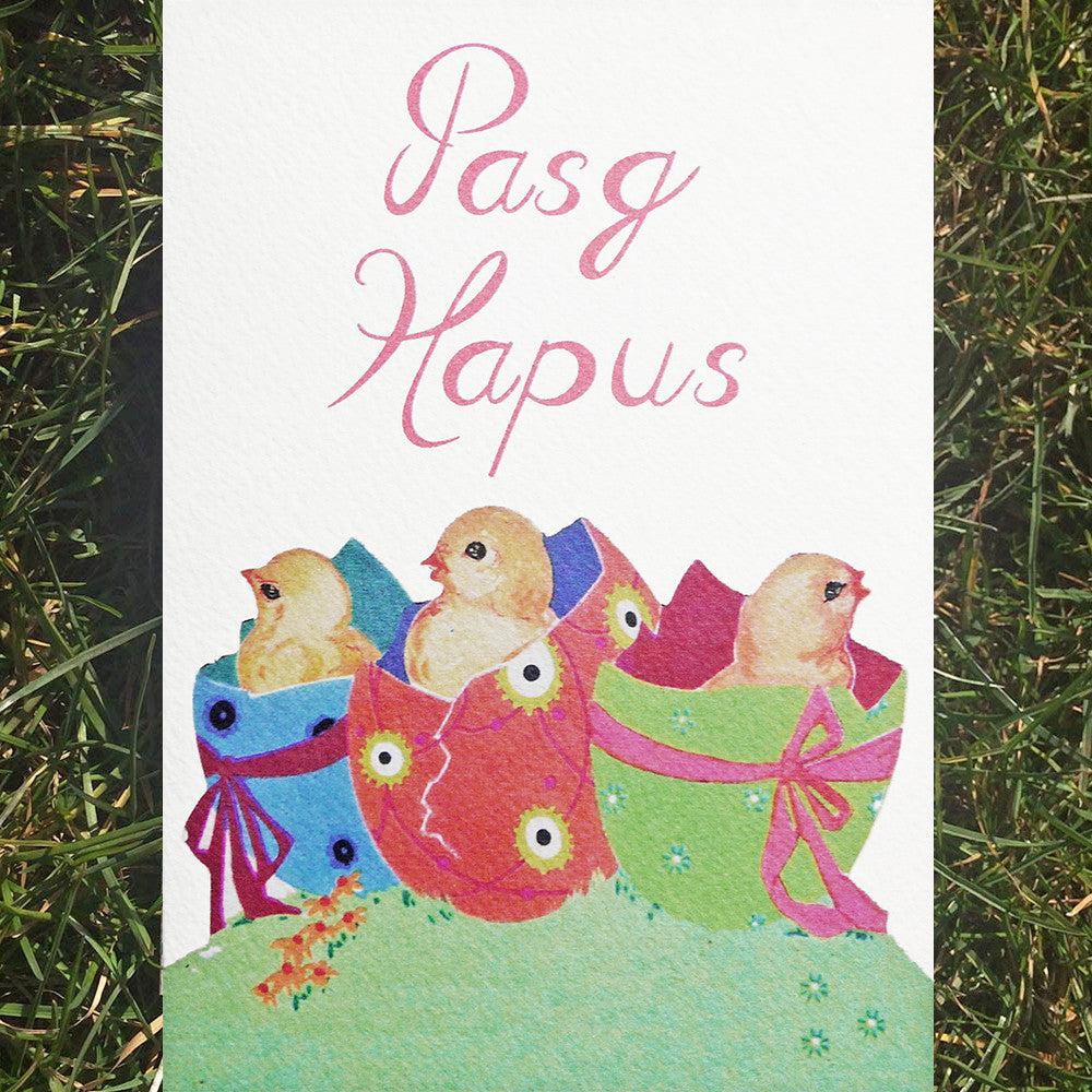 Card - Vintage Chicks - Happy Easter - Pasg Hapus-Card-The Welsh Gift Shop
