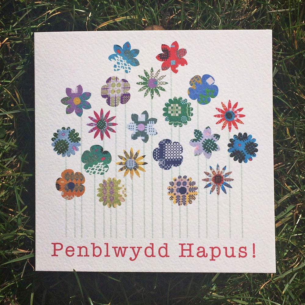 Card - Tapestry Flowers - Happy Birthday / Penblwydd Hapus