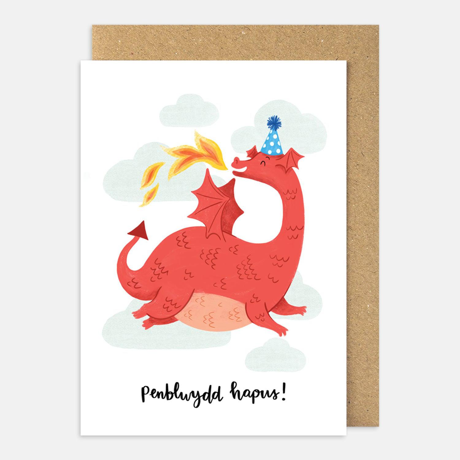 Card - Happy Birthday / Penblwydd Hapus - Dragon