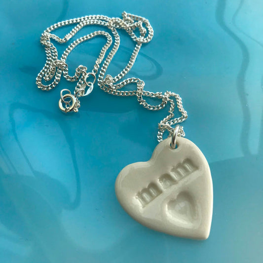 Necklace - Heart Pendant - Ceramic / Porcelain - Mam