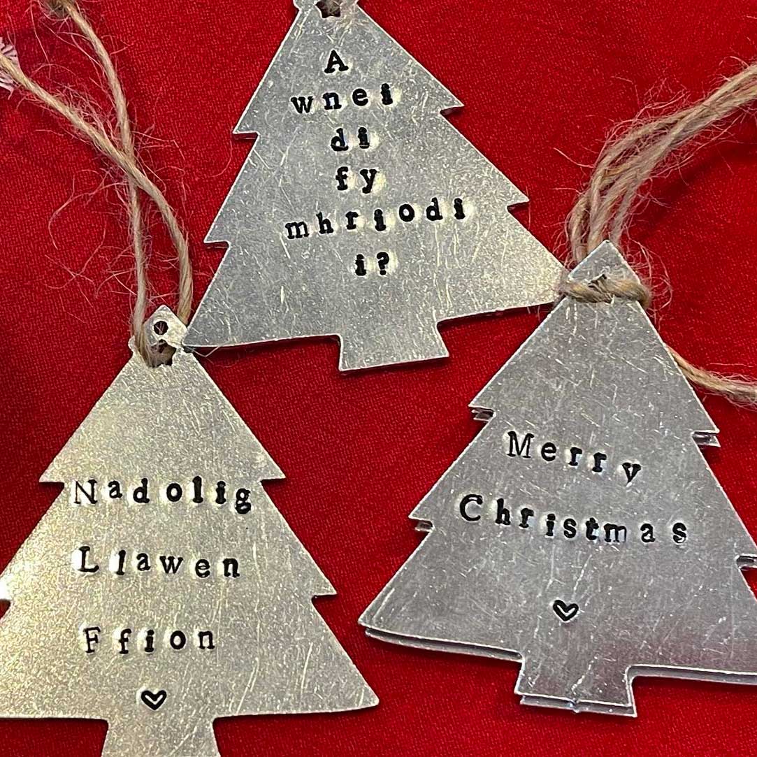 Christmas Decoration - Hand-stamped Aluminium - Personalised - Tree