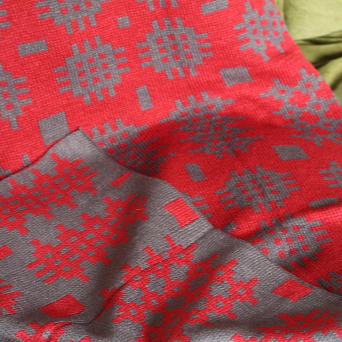 Throw / Blanket - Welsh Tapestry Print - Red & Grey