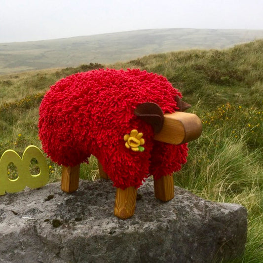 Foot Rest - Welsh Sheep - Original Ewemoo - Welsh Red Edition with Daffodil