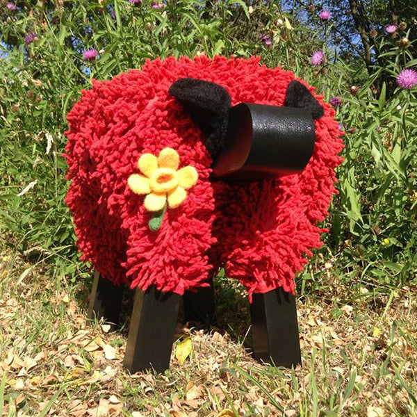 Foot Rest - Welsh Sheep - Original Ewemoo - Welsh Red Edition with Daffodil