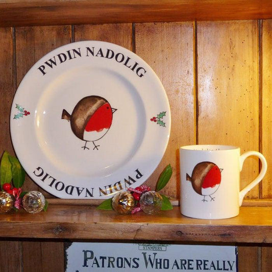 Plate - Cheeky Robin - Christmas Pudding - Pwdin Nadolig