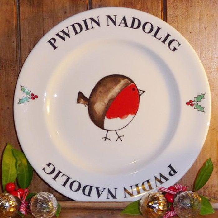 Plate - Cheeky Robin - Christmas Pudding - Pwdin Nadolig