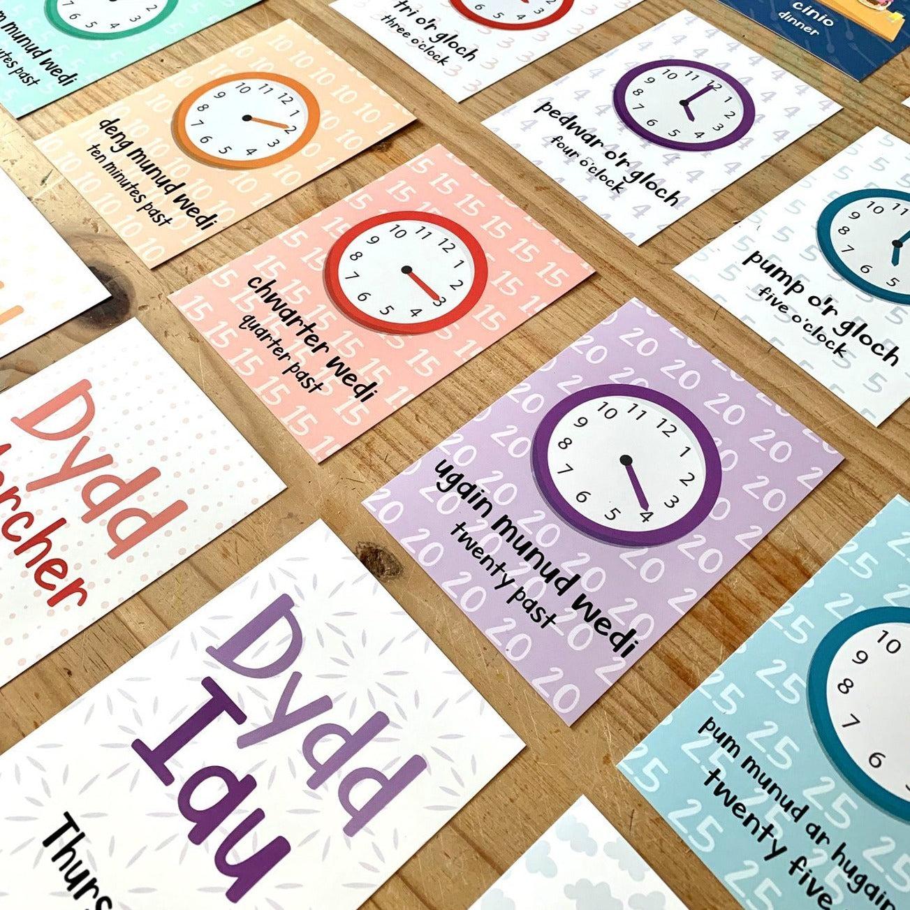 Welsh Flash Cards - Routines, Times and Days