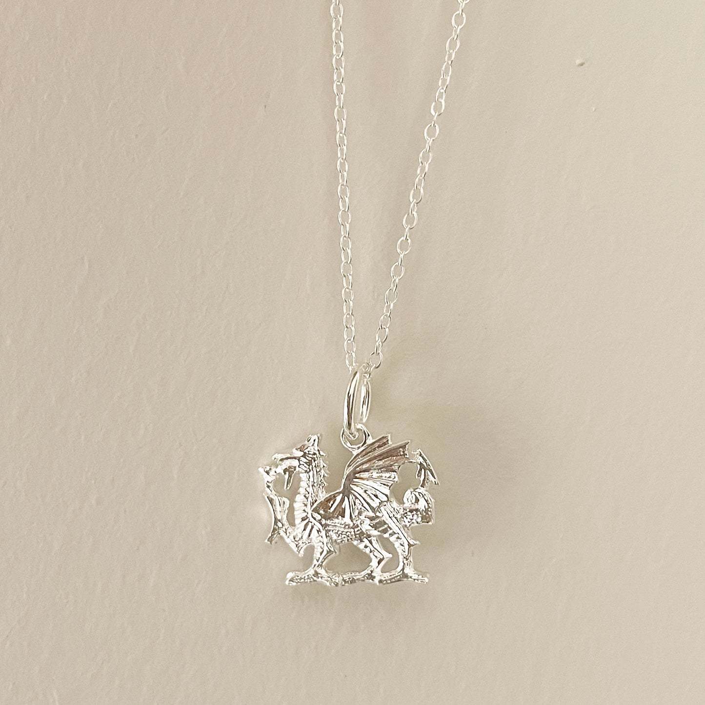 Necklace - Sterling Silver - Welsh Dragon - 16" Chain