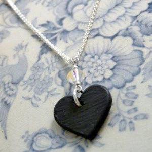 Necklace - Welsh Slate Heart - Cariad / Love