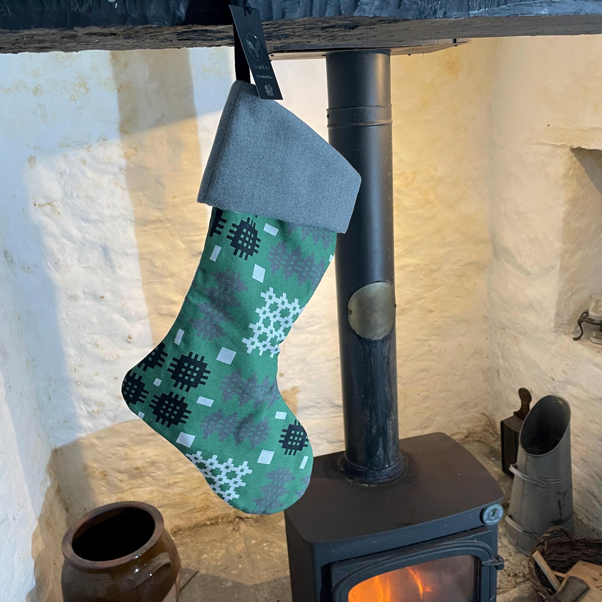 Christmas Stocking - Welsh Tapestry Print - Various Colours