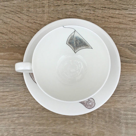 Cup & Saucer- Teabag - Te Iarll Llwyd / Earl Grey Tea - XL