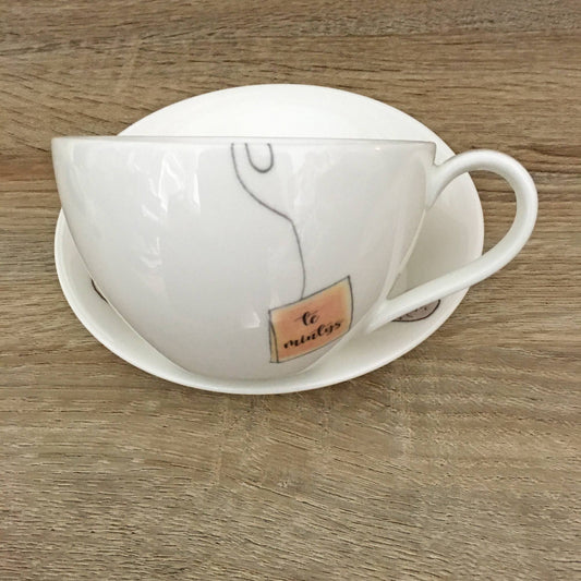 Cup & Saucer - Teabag - Te Mintys / Mint Tea - XL
