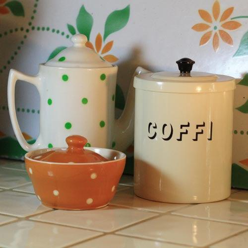 Te, Coffi and Siwgr Tins - Vintage Style - Enamel