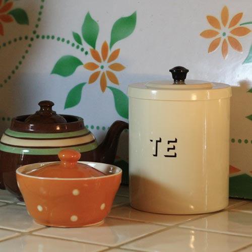 Te, Coffi and Siwgr Tins - Vintage Style - Enamel