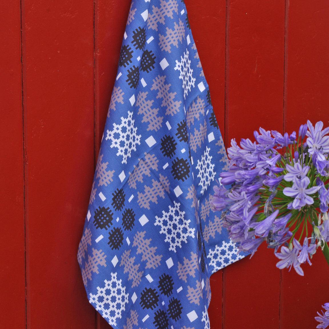 Tea Towel - Welsh Tapestry Print - Blue