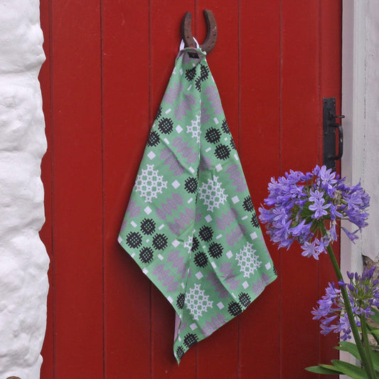 Tea Towel - Welsh Tapestry Print - Green
