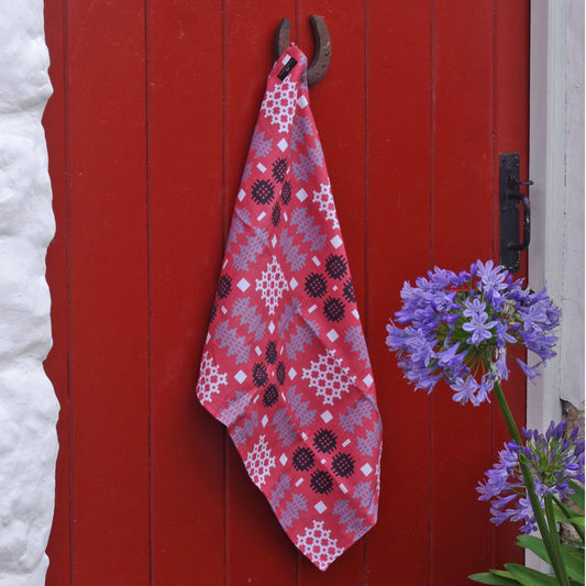Tea Towel - Welsh Tapestry Print - Red
