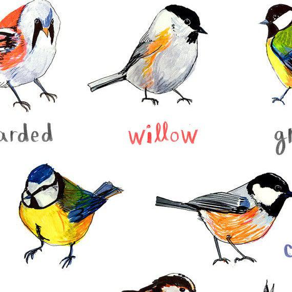 Poster / Print - Welsh Artist - Birds - Tits / Titws