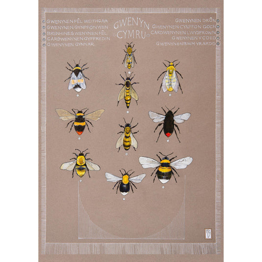 Tea Towel - Welsh Bees - Gwenyn Cymru