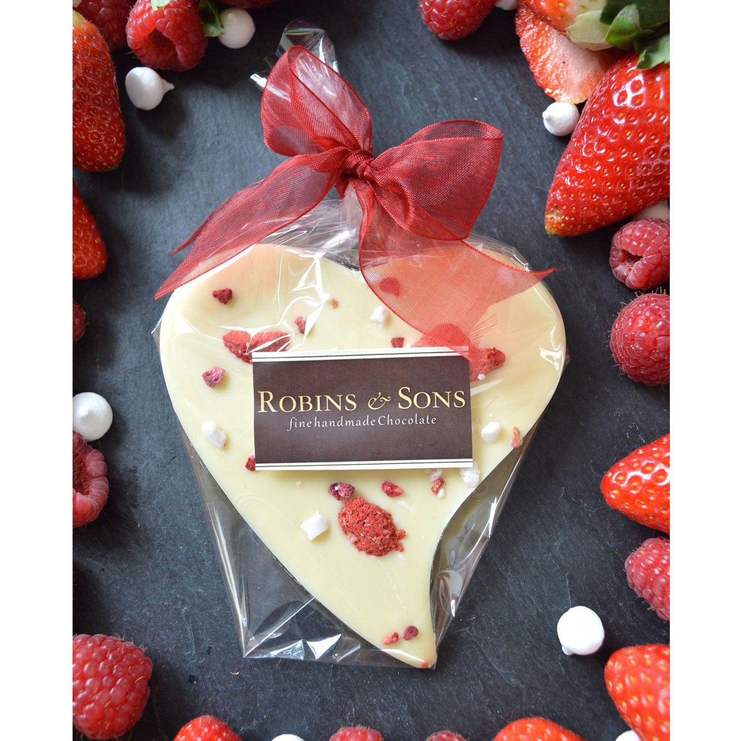 Chocolate Heart - Handmade in Wales - Very Berry White