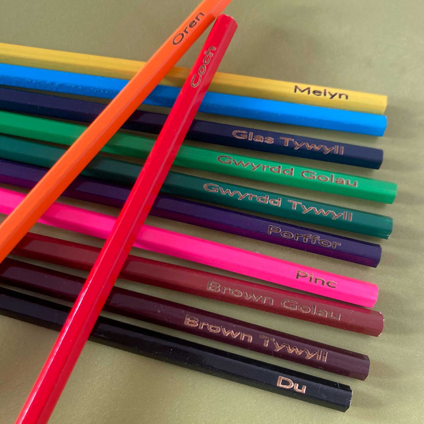 Colouring Pencils Set - Welsh Colour Names