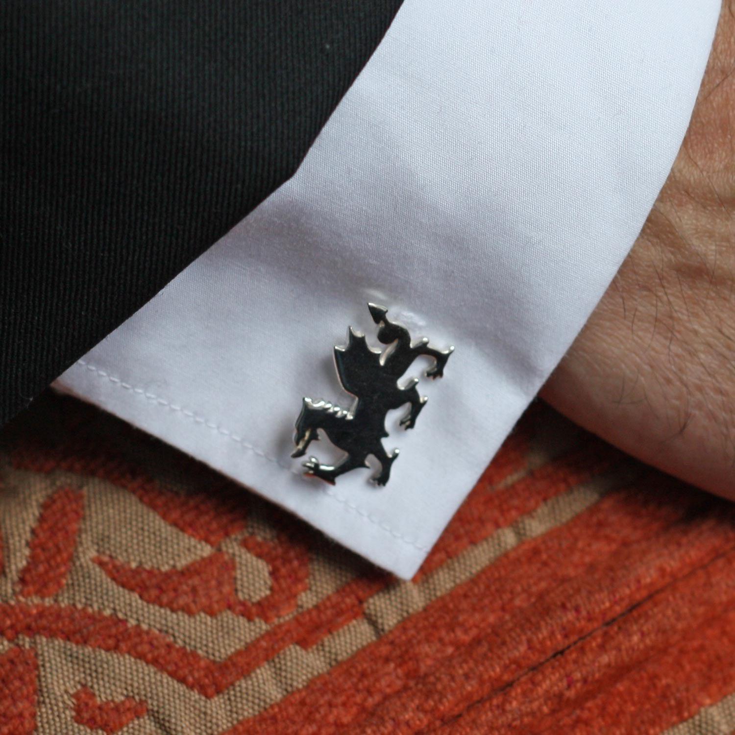 Cufflinks - Welsh Dragon - Sterling Silver or Gold Plated