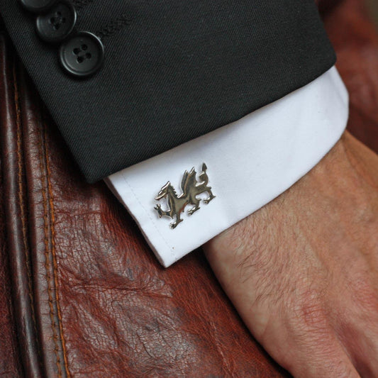 Cufflinks - Welsh Dragon - Sterling Silver or Gold Plated