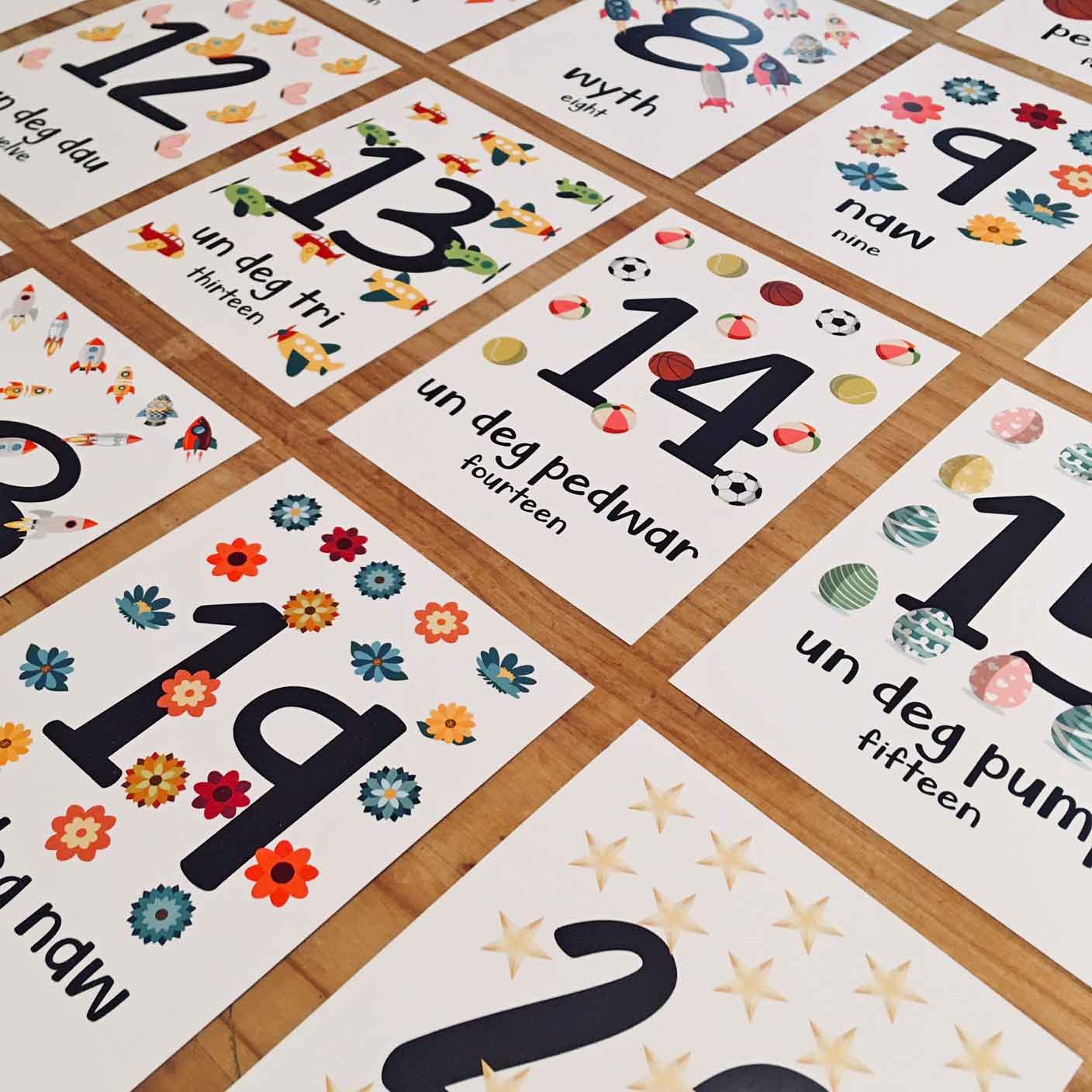Welsh Flash Cards - Alphabet, Numbers and Colours