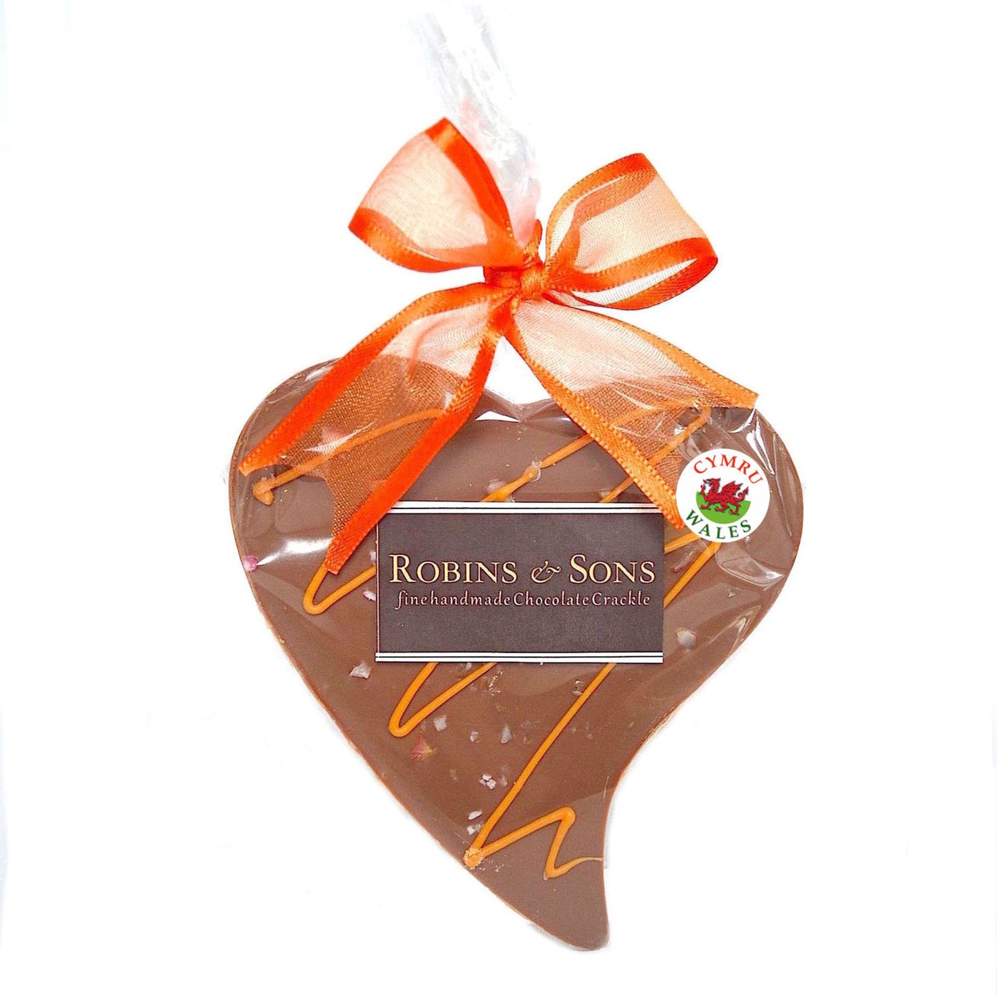 Chocolate Heart - Handmade in Wales - Orange Crackle - Milk