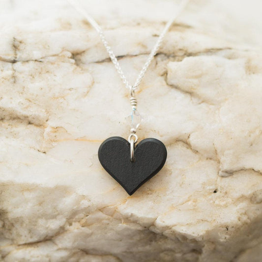 Necklace - Welsh Slate Heart - Cariad / Love