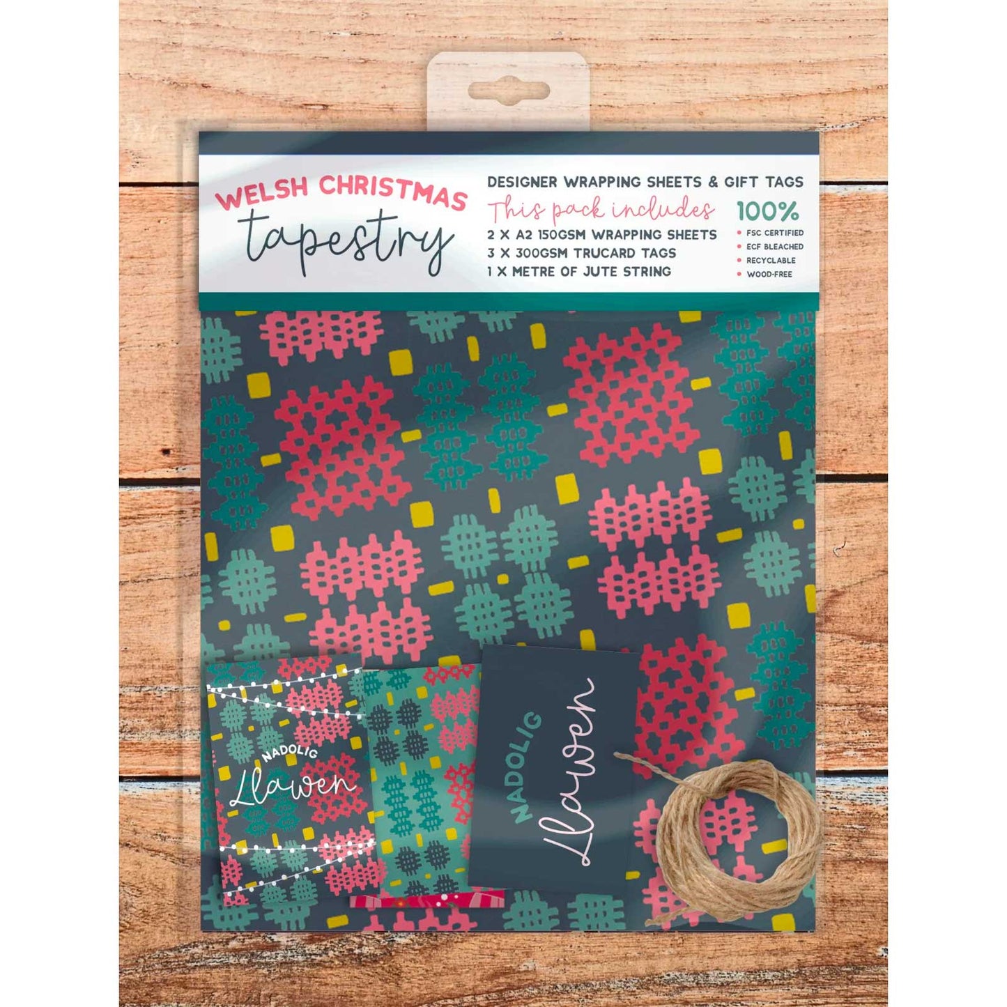 Wrapping Paper Sheets and Tags Set - Welsh Tapestry