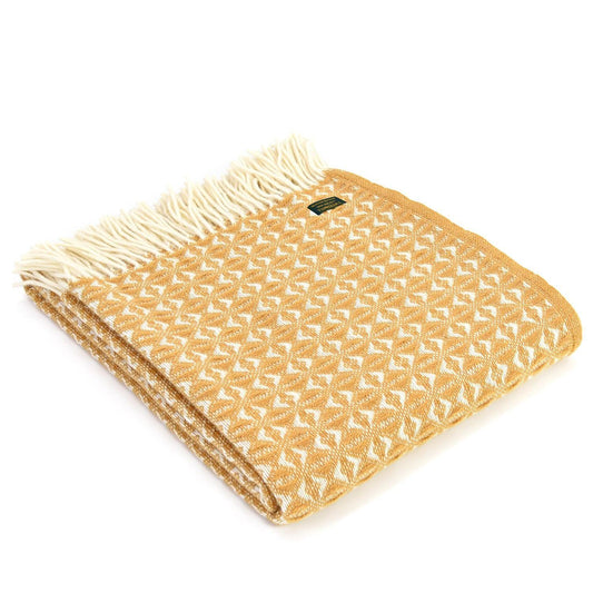 Throw / Blanket - New Wool - Welsh Cobweave - Mustard