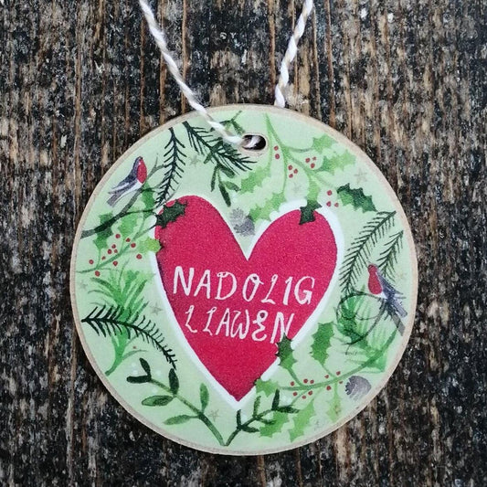 Decoration - Wooden - Merry Christmas - Nadolig Llawen